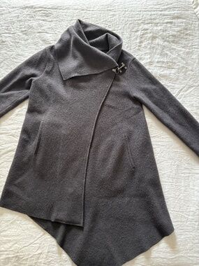 Garnet Hill gray boiled wool asymmetrical coat, size 12.